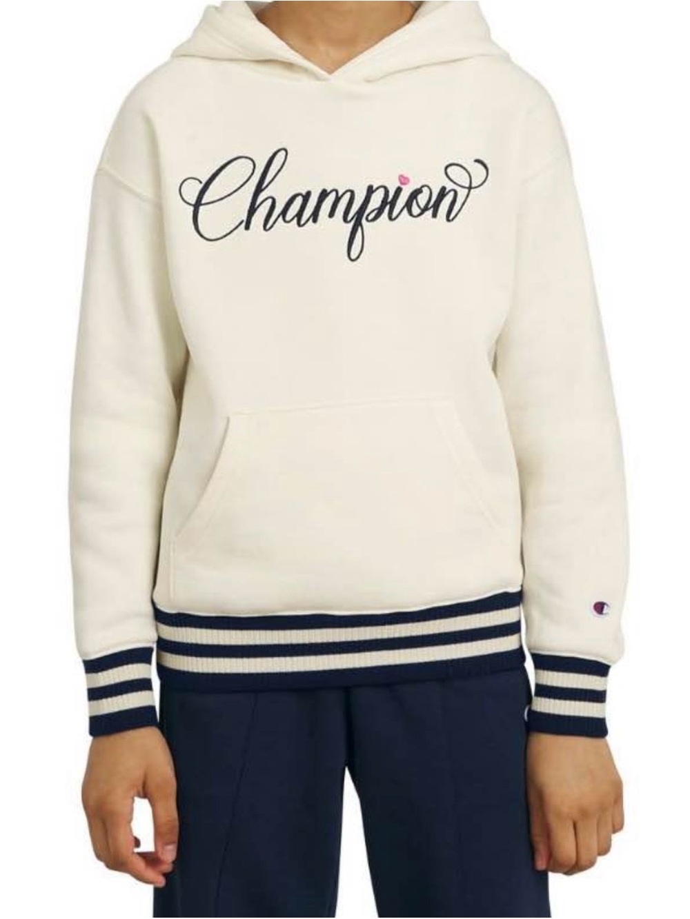 Champion Cream Script Logo Hoodie NWT Kids 7/8